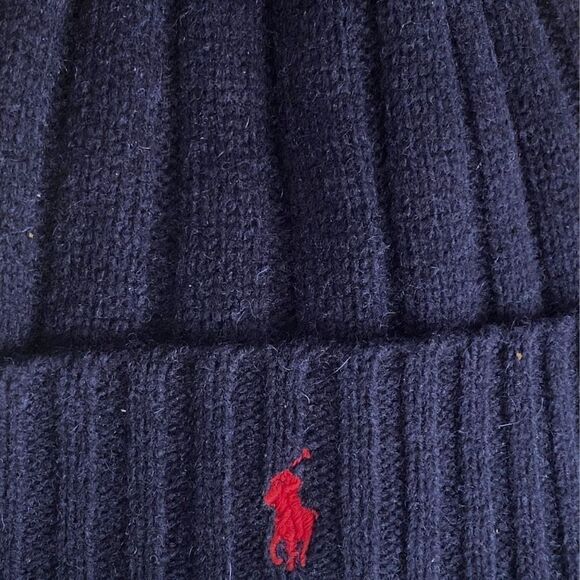 Polo Ralph Lauren Mens Signature Wool Cuffed Beanie Blue Red One Size (b) New - Picture 2 of 8